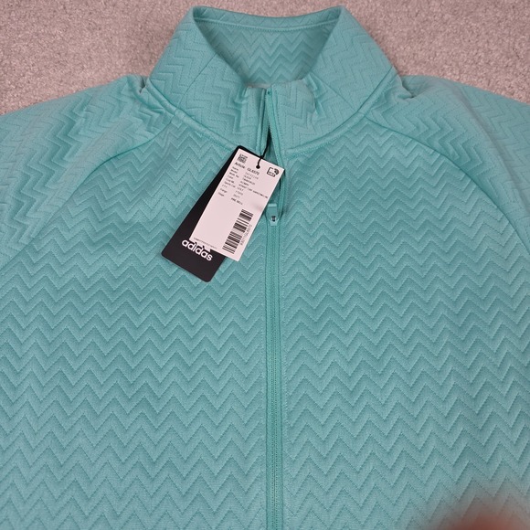 Adidas Textured Layer Golf Jacket Womens Size M Acimin Blue Full Zip Logo NWT - Picture 1 of 9